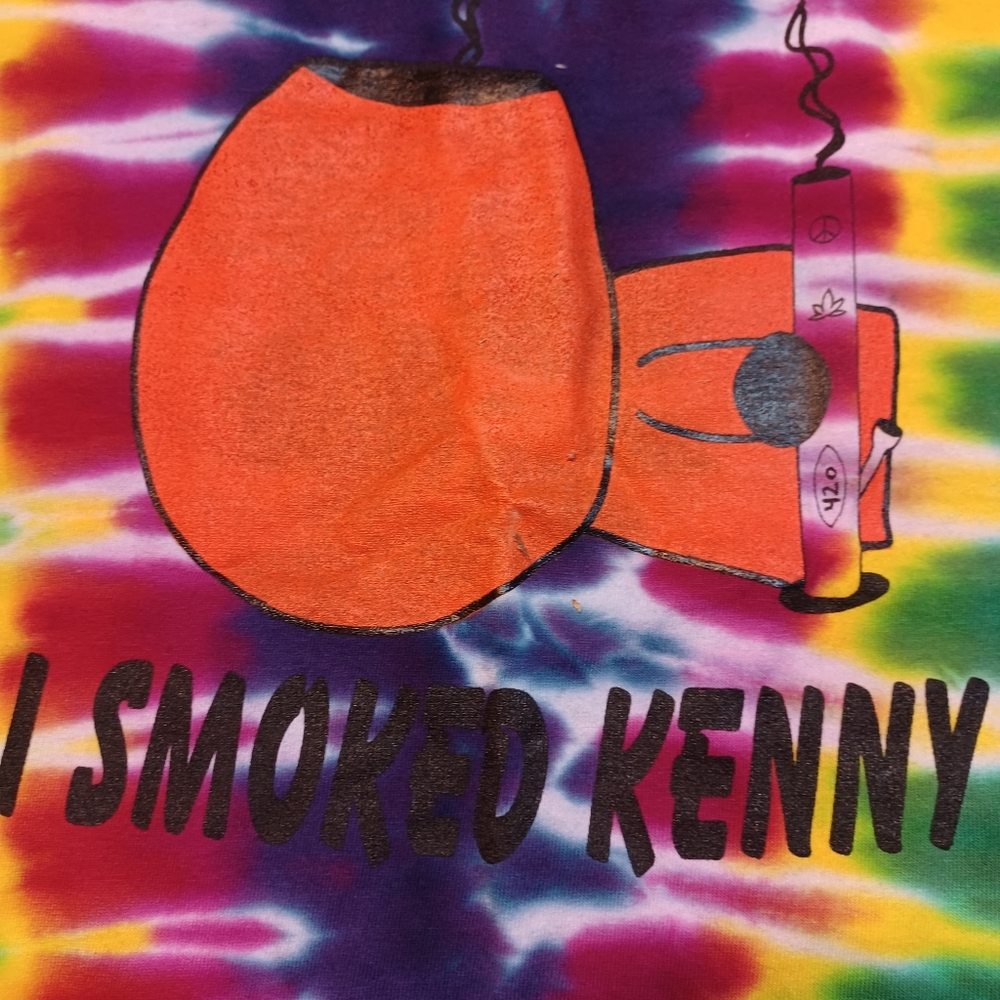 Tie-Dye Southpark,"I Smoked KENNY" Graphic Tee T-SHIRT with Orange Print